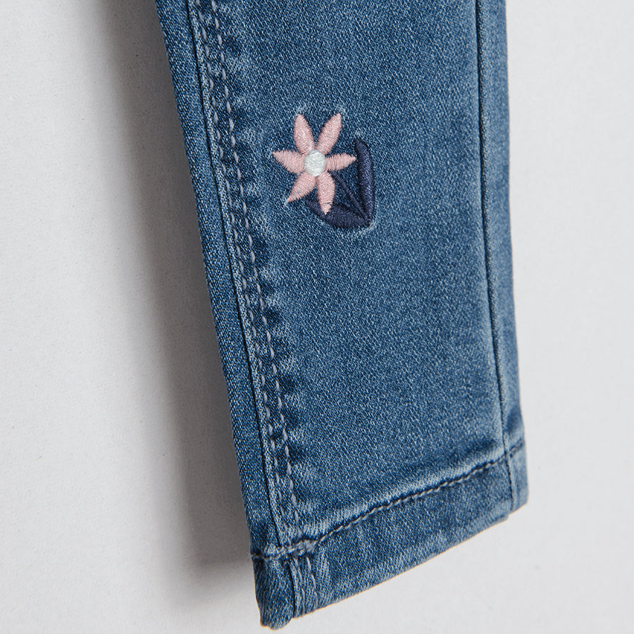 Girl's Denim Pants Slim Denim Flowers