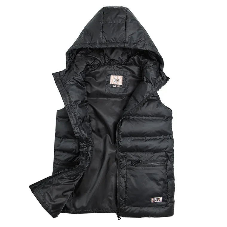 Girl's Gilet With a Hood Black