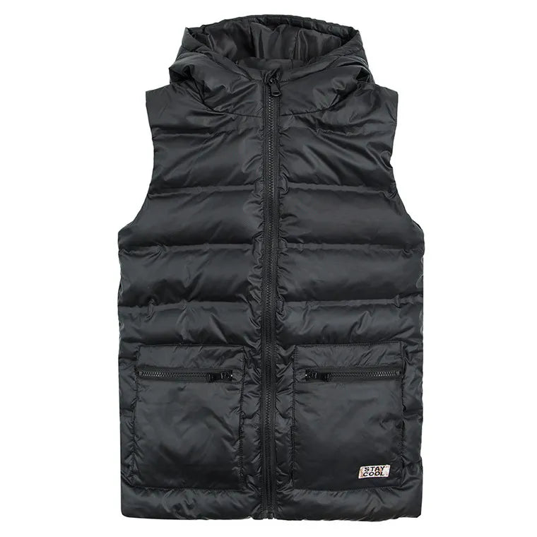 Girl's Gilet With a Hood Black