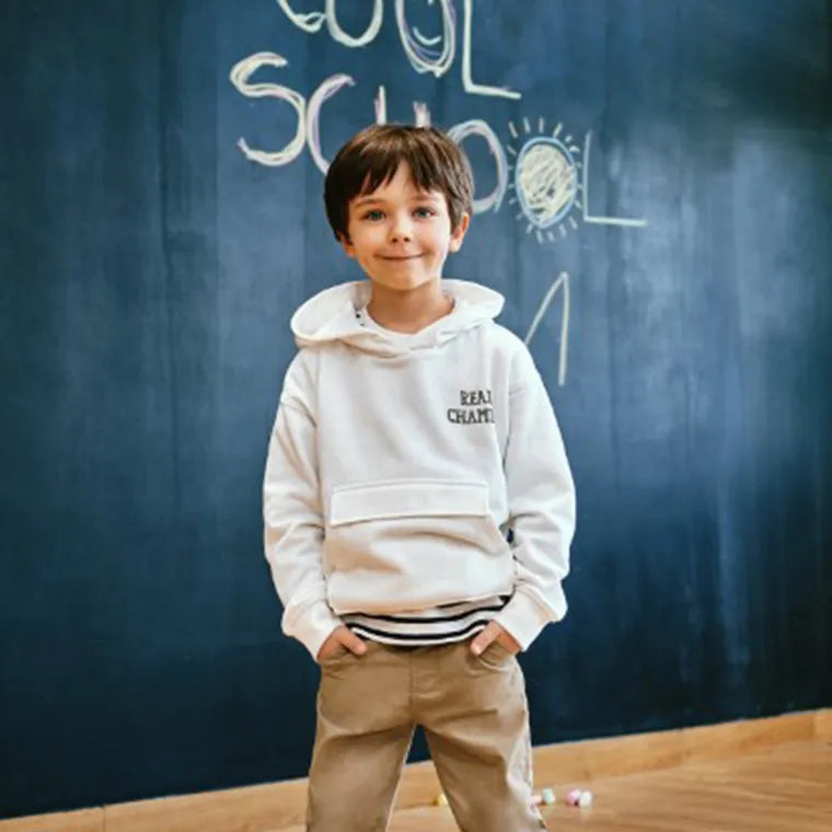 Boy's Hooded Sweatshirt Ecru