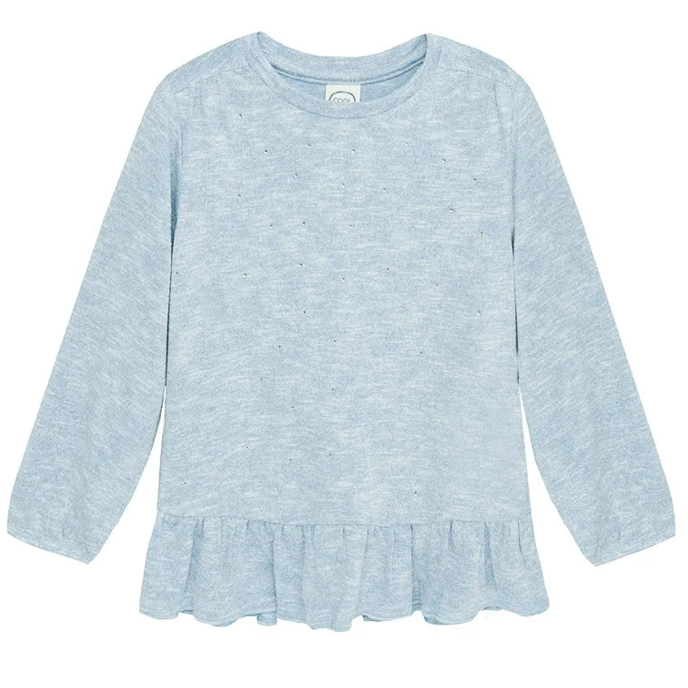 Girl's Long Sleeved Blouse Blue Melange