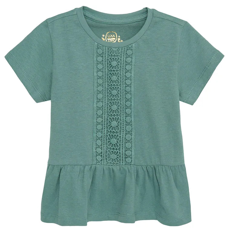 Blouse for Girls with Short Sleeves Turquoise