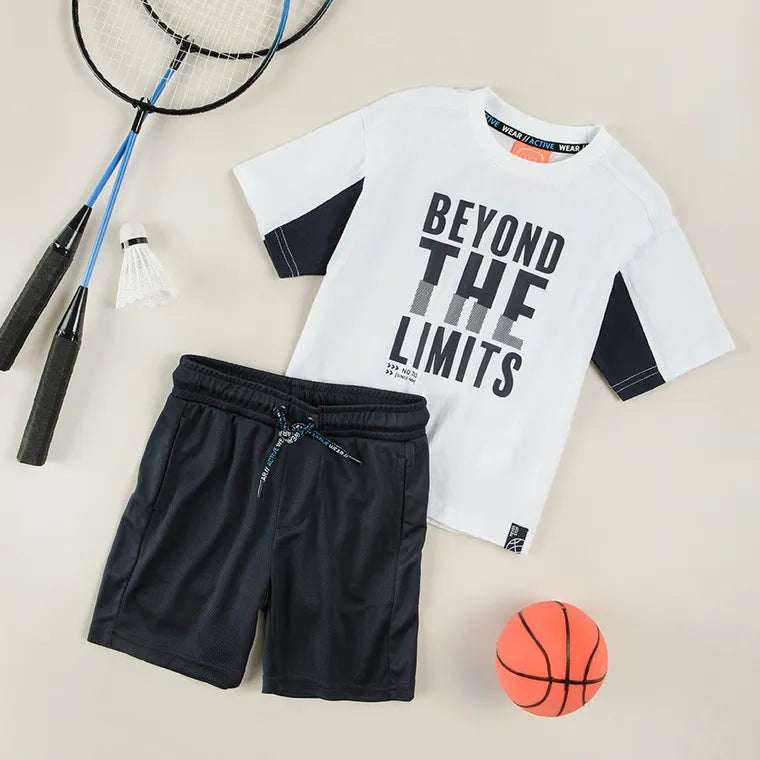 Boys Set T shirt Shorts Black and White