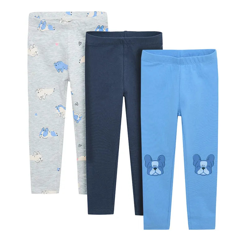 Girl's Leggings Sky Blue Navy Blue Gray Set 3 Pack