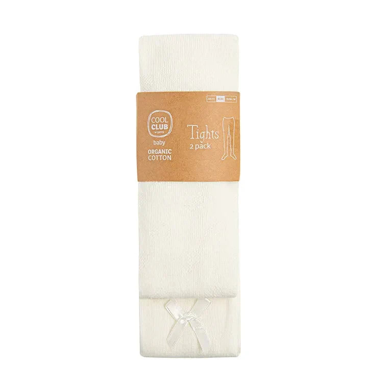 Tights For Girls, Organic Cotton, Ecru, Set, 2 Pcs. CC CHG2102802-00-P