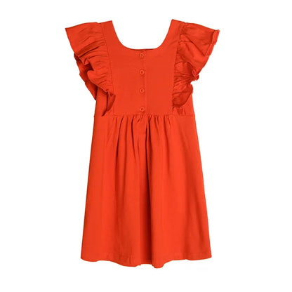 Girl's Dress With Short Sleeves Red