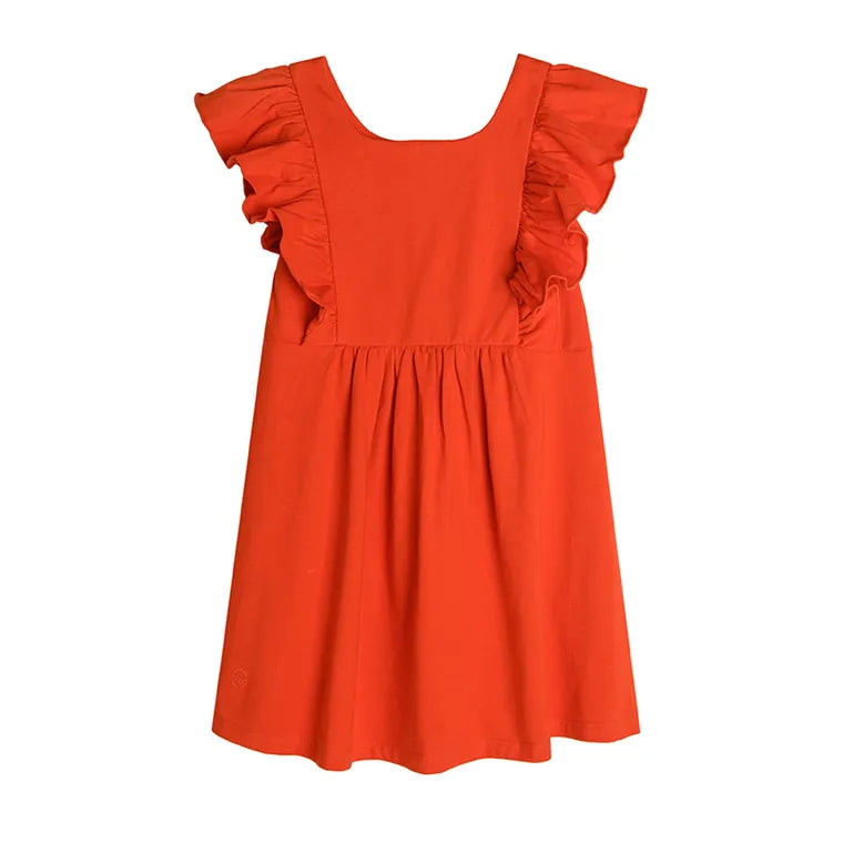 Girl's Dress With Short Sleeves Red