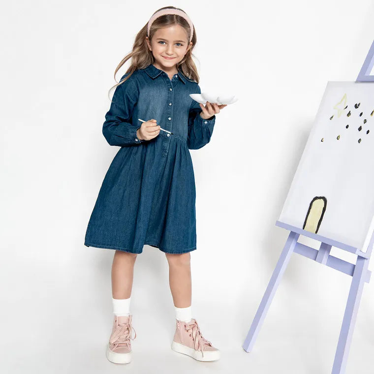 Girls Denim Dress With Long Sleeves CC CJG2410759