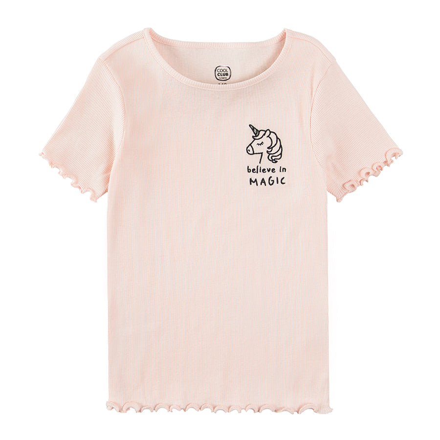 Girl's Set Short Sleeve T Shirt Shorts Peach