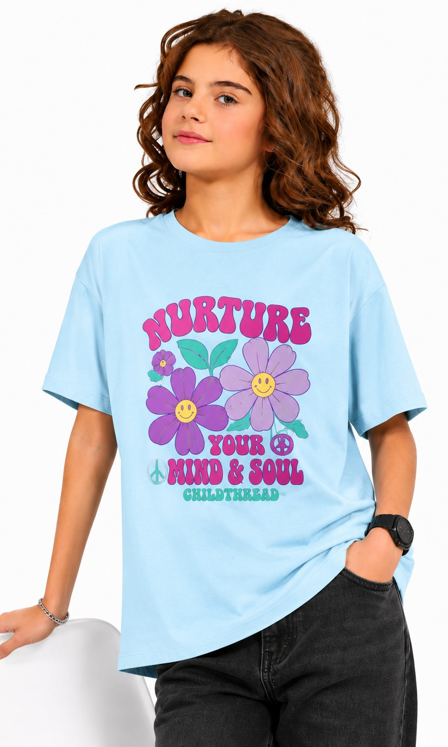 Girls Printed T-Shirt - Blue