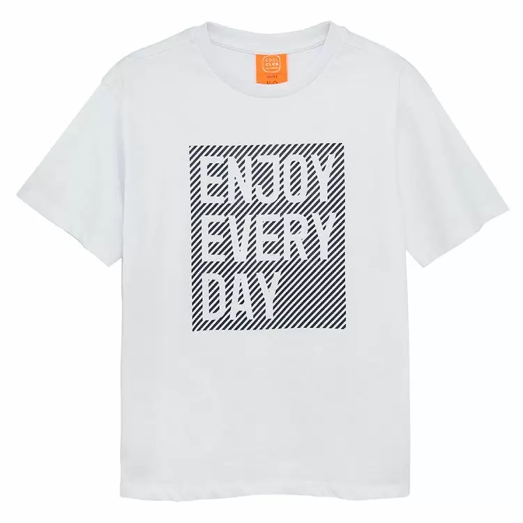 Boy's Set T Shirt Shorts White & Black