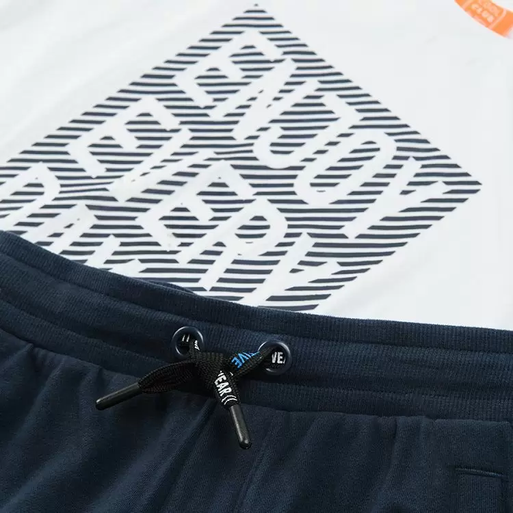 Boy's Set T Shirt Shorts White & Black