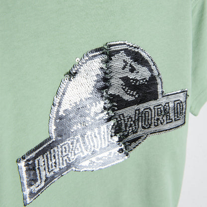 Boy's T Shirt Light Green Reversible Sequins Jurassic World