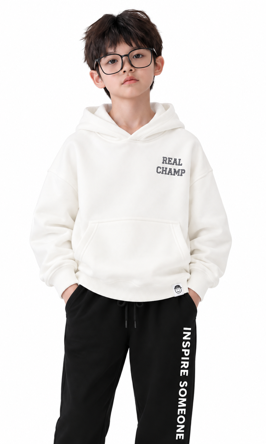 Boy's Hooded Sweatshirt Ecru